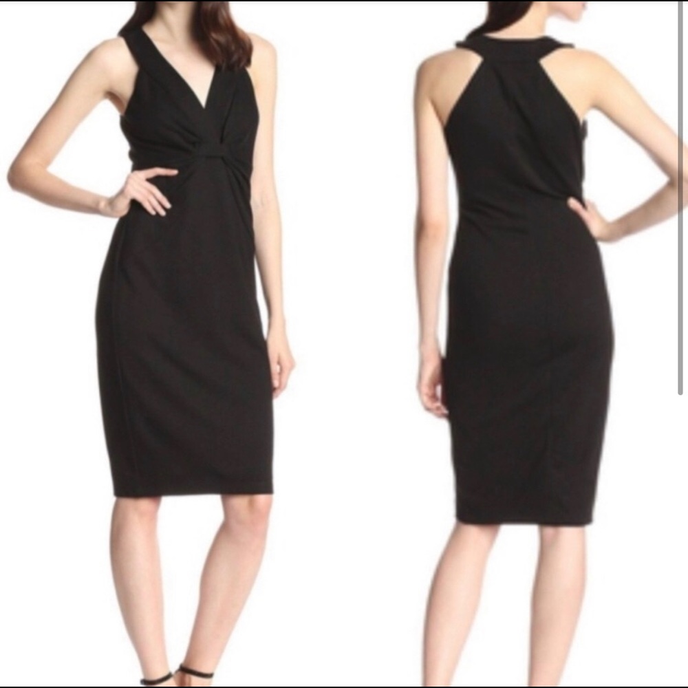 Bailey 44 Black Draped Front V-Neck Dress Anthropologie L